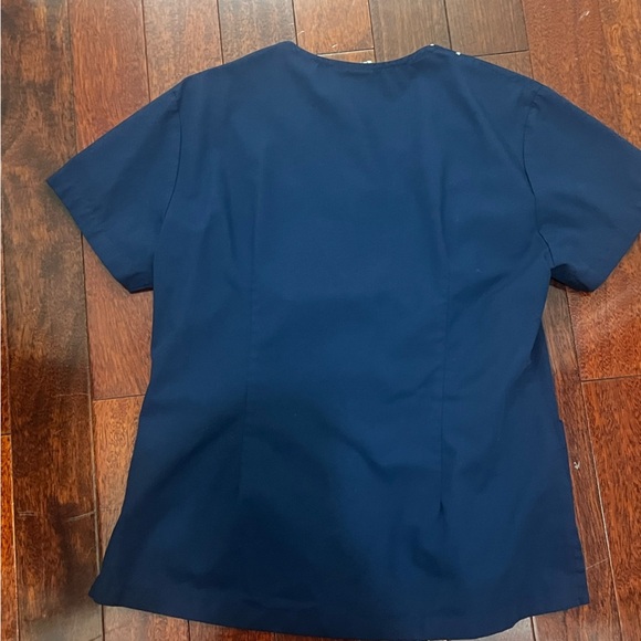Reina Navy Blue Embroidered Women's scrub Top - Picture 5 of 5